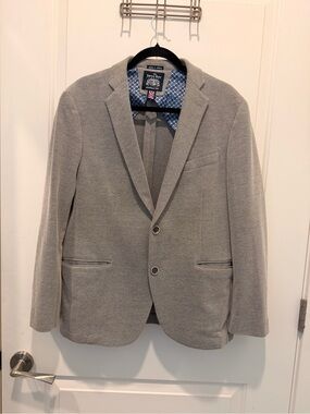 The Savile Row Company
London Grey Textured Two-Button Blazer Suit Jacket Size L